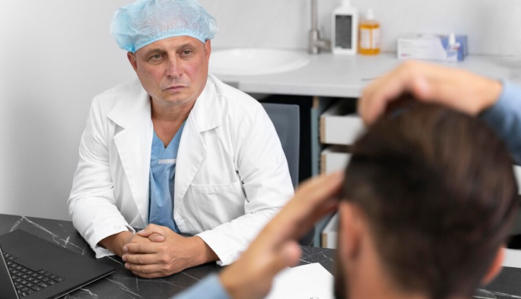 Médico con paciente hablando del tratamiento con dutasteride
